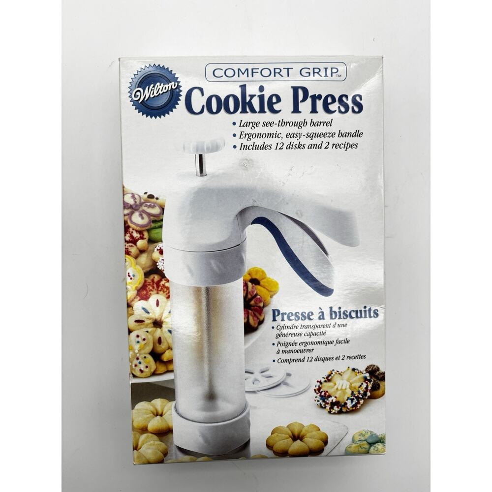 New In Open Box. Wilton 2104-4011 Cookie Press 12 Discs Comfort Grip